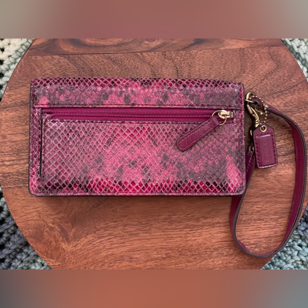 Coach Red Python Print Wristlet Wallet - image 3